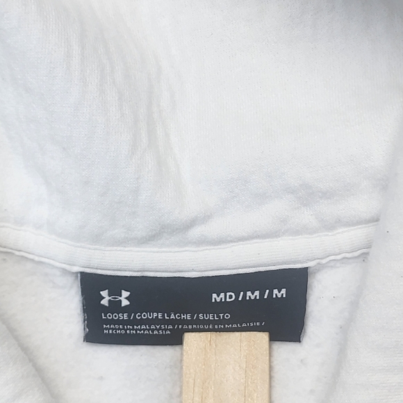 Under Armour White Long Collar Pullover Sweatshirt Men's Medium - Picture 5 of 7